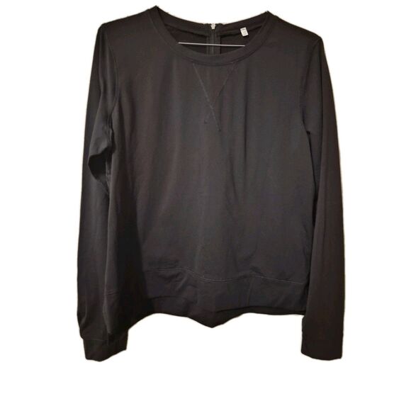 lululemon athletica Tops - Lululemon Run : Warm Up crew Size 10 Black Rear Zip Athleisure Gorp Core
